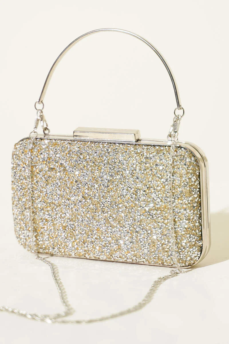 Rectangular Stone-Handled Evening Bag White – Image 4