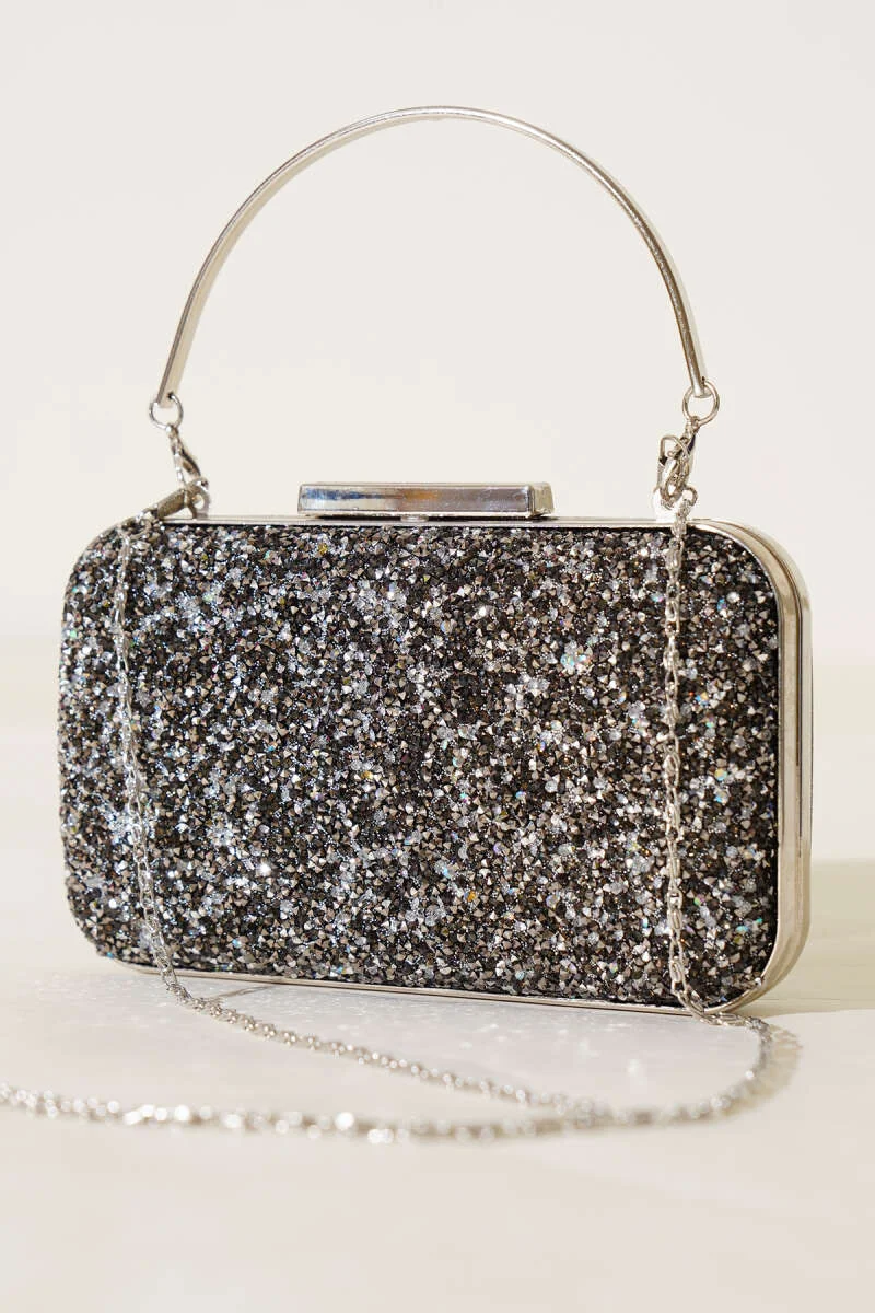 Rectangular Stone-Handled Evening Bag Charcoal – Bild 2