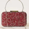 Rectangular Stone-Handled Evening Bag Red – Image 3