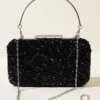 Rectangular Stone-Handled Evening Bag Black – Bild 3