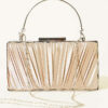 Rectangular Satin Pleated Evening Clutch Bag Beige - Imagen 2