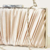 Rectangular Satin Pleated Evening Clutch Bag Beige - Imagen 3