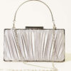 Rectangular Satin Pleated Evening Clutch Bag Grey - Imagen 2