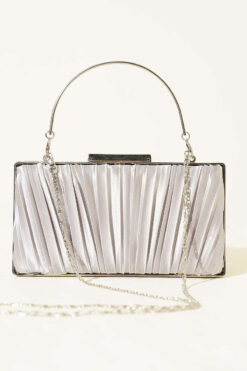 Alternative view of Rectangular Satin Pleated Evening Clutch Bag Grey