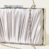 Rectangular Satin Pleated Evening Clutch Bag Grey - Imagen 3