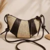 Stitched Detail Zippered Oval Bag Brown
