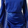 Draped Stone-Embellished Satin Evening Gown Saxon Blue – Image 4