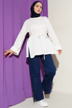 Alternative view of Double Sleeve Tie Tunic White