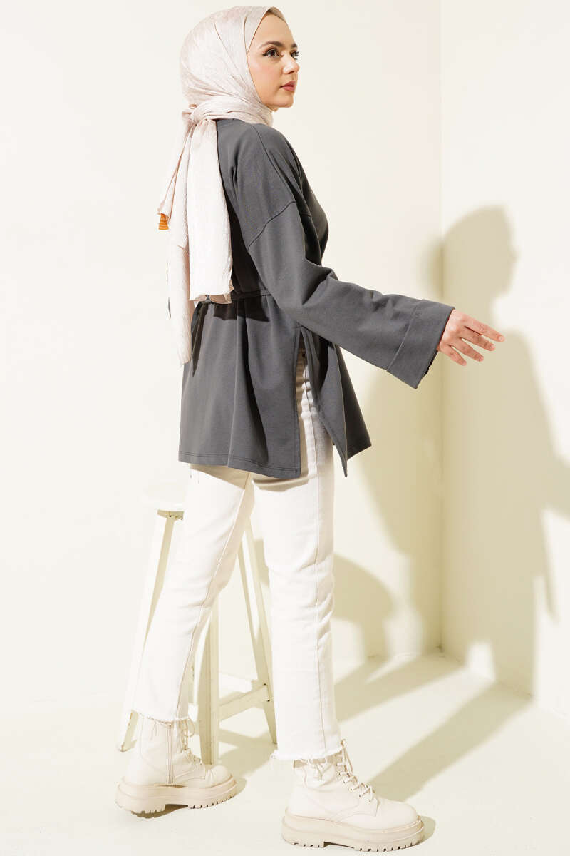 Double Sleeve Tie Tunic Smoke - Image 3