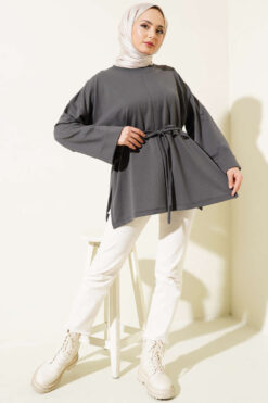 Alternative view of Double Sleeve Tie Tunic Smoke