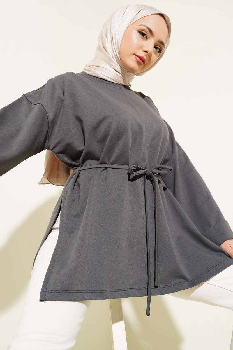 Double Sleeve Tie Tunic Smoke