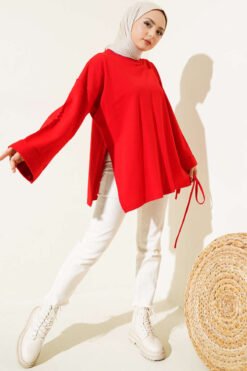 Alternative view of Double Sleeve Tie Tunic Red