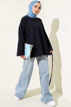 Alternative view of Double Sleeve Tie Tunic Navy Blue