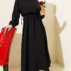 Button Bolero Waist Elastic Double Dress Black – Bild 2