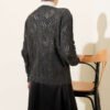 Buttoned Openwork Short Knit Cardigan Anthracite - immagine 3