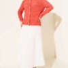 Buttoned Openwork Short Knit Cardigan Coral - immagine 2