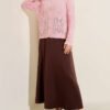 Buttoned Openwork Short Knit Cardigan Pink - immagine 2