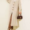 Button-Up Pocket Long Knit Cardigan Beige