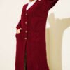 Button-Up Pocket Long Knit Cardigan Burgundy