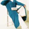 Button-Up Pocket Long Knit Cardigan Petrol