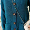 Button-Up Pocket Long Knit Cardigan Petrol – Bild 4