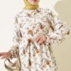 Button-Up Floral Print Dress Beige - Afbeelding 2