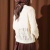 Buttoned Patterned Openwork Short Cardigan Beige – Bild 3