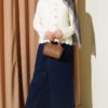 Button-Up Patterned Short Knit Openwork Cardigan Ecru - immagine 2