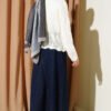 Button-Up Patterned Short Knit Openwork Cardigan Ecru - immagine 3