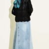 Button-Up Patterned Short Knit Openwork Cardigan Black - immagine 3