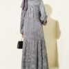 Buttoned Silk Satin Dress Grey – Bild 3