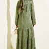 Buttoned Silk Satin Dress Khaki – Bild 3