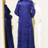 Buttoned Silk Satin Dress Navy Blue - Image 3