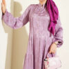 Buttoned Silk Satin Dress Lilac – Bild 2