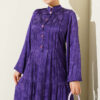 Buttoned Silk Satin Dress Purple – Bild 2