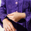 Buttoned Silk Satin Dress Purple – Bild 4