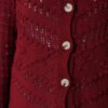 Buttoned Short Textured Openwork Cardigan Burgundy – Bild 4