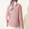 Buttoned Short Textured Openwork Cardigan Rose Dust – Image 3
