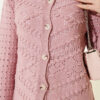 Buttoned Short Textured Openwork Cardigan Rose Dust – Image 4