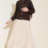 Buttoned Short Textured Openwork Cardigan Brown – Bild 2