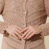 Buttoned Short Textured Openwork Cardigan Latte - Afbeelding 4