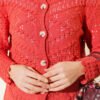Buttoned Short Textured Openwork Cardigan Coral - Imagen 4