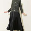 Buttoned Short Textured Openwork Cardigan Oil Green – Image 2