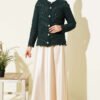 Buttoned Short Textured Openwork Cardigan Emerald - Imagen 2