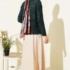 Buttoned Short Textured Openwork Cardigan Emerald - Imagen 3