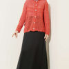 Button-Up Textured Short Knit Cardigan Coral - Image 2
