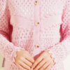 Button-Up Textured Short Knit Cardigan Pink – Bild 4