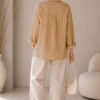 Oversized Off-Shoulder Shirt Camel - immagine 3