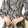 Layered Chiffon Dress with Abstract Print Black - Image 4
