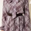 Checkered Belted Chiffon Dress Mink - Image 4